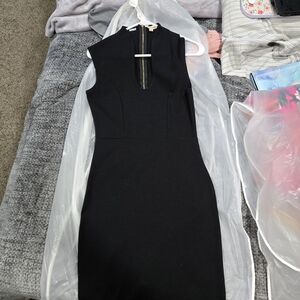 Rolla Coster Black Sheath Midi Dress Mock Neck Sleeveless